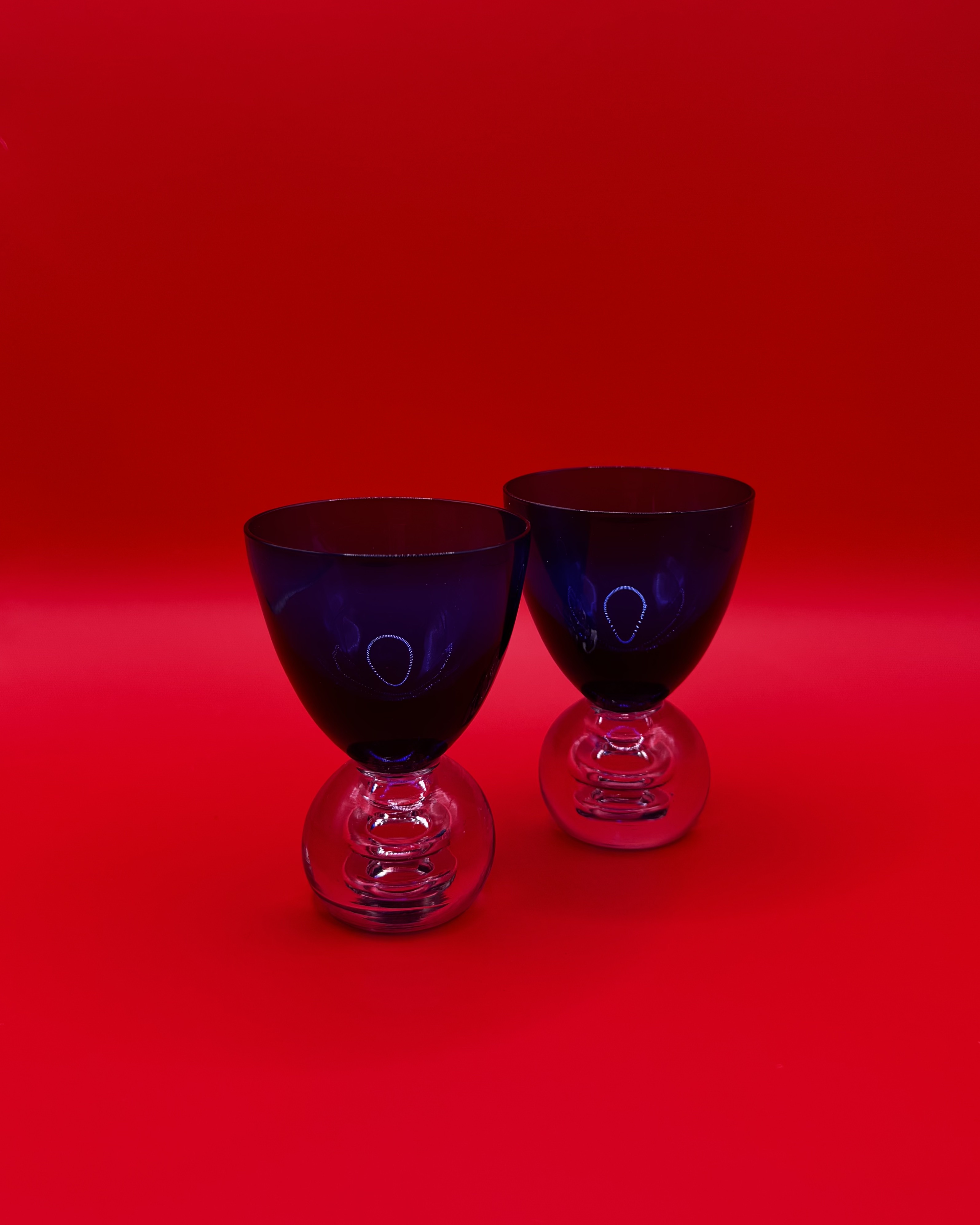 Duo de verres à liqueurs bleu Colbalt 